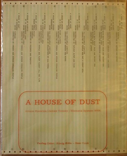 A printed copy of Alison Knowles and James Tenney's computer-generated poem A House of Dust.