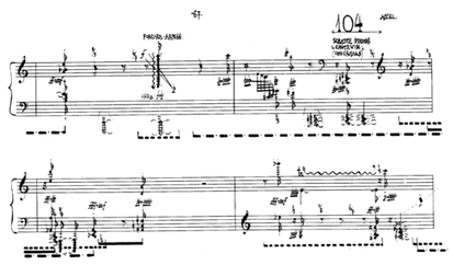 A page from John Cage's Music of Changes showing dense experimental music notation.